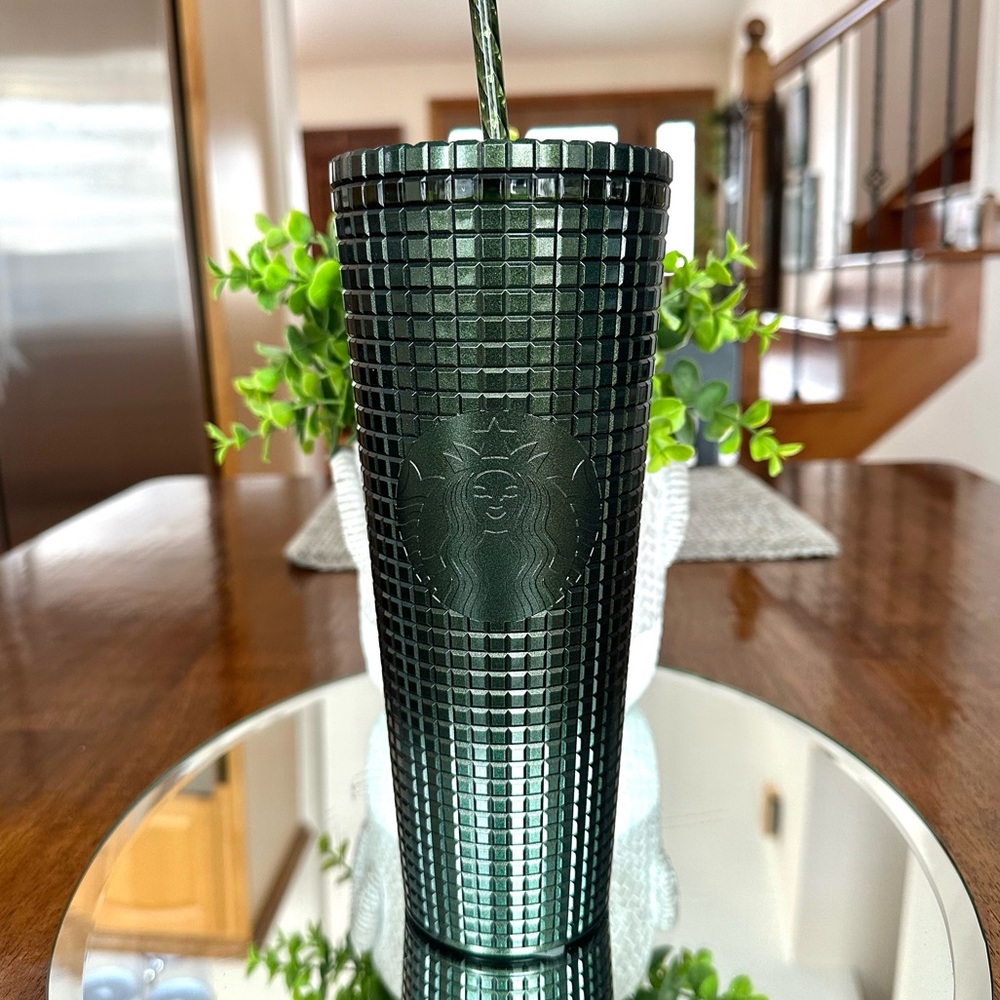 Starbucks Dark Green Disco Ball Grid Tumbler